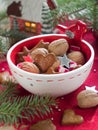 Christmas cookies, candy and nuts Royalty Free Stock Photo