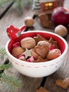 Christmas cookies, candy and nuts Royalty Free Stock Photo