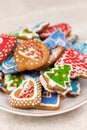 Christmas cookies, Christmas homemade cakes, holiday cookies in the form of Christmas trees, winter landscapes, preparing for a fa Royalty Free Stock Photo