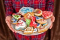 Christmas cookies, Christmas homemade cakes, holiday cookies in the form of Christmas trees, winter landscapes, preparing for a fa Royalty Free Stock Photo