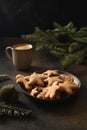 Homemade Christmas cookies on table.