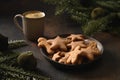 Christmas cookies and coffee. Xmas holiday food for Christmas eve.
