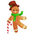 Christmas cookies gingerbread man decorated with icing dancing and having fun xmas sweet food vector illustration Royalty Free Stock Photo