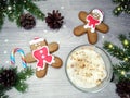 Christmas cookies traditional gingerbread and cup of coffee Royalty Free Stock Photo