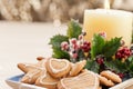 Christmas cookies, short bread in festive setting Royalty Free Stock Photo