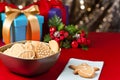 Christmas cookies, short bread in festive setting Royalty Free Stock Photo