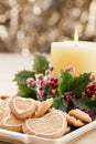Christmas cookies, short bread in festive setting Royalty Free Stock Photo