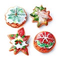 Christmas cookies with snowflakes and gingerbread isolated on a white background AI Generated animal ai
