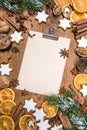 Christmas cookies and spices. Holidays food. Recipe book Royalty Free Stock Photo