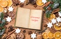 Christmas cookies spices old recipe book Food background Royalty Free Stock Photo