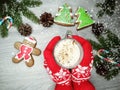 Christmas cookies traditional gingerbread and cup of coffee Royalty Free Stock Photo