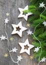 Christmas cookies with tree and garland Royalty Free Stock Photo