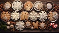 Christmas cookies on wooden background. Concept of festive composition.Close-up. Banner.