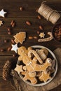 Christmas cookies on a wooden background.