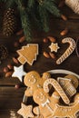 Christmas cookies on a wooden background.