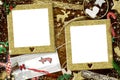 Christmas coronavirus two photo frames greeting card Royalty Free Stock Photo