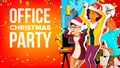 Office Christmas Party Vector. Businesspeople Team. Holiday. Cheerful Business People. Cartoon Illustration