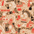 Christmas cosmetics seamless vector pattern