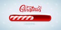 Christmas countdown loading bar with red candy stripe progress and soft snow on top. Christmas loading text in festive xmas style Royalty Free Stock Photo