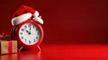 Christmas Countdown Red Clock with Santa Hat, Signifying Time for Festive Shopping with Blank Space for Text. created with Royalty Free Stock Photo