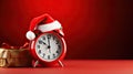 Christmas Countdown Red Clock with Santa Hat, Signifying Time for Festive Shopping with Blank Space for Text. created with Royalty Free Stock Photo