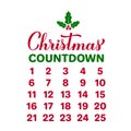 Christmas Countdown sign. Advent calendar template. Days until Christmas. Vector illustration.