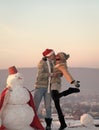 Christmas couple in love of man and woman. Royalty Free Stock Photo