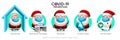 Christmas covid-19 prevention vector design. Covid-19 prevention text with santa claus 3d characters in safety measures for xmas.