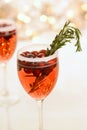 Christmas Cranberry Champagne with rosemary cocktail