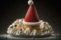 Christmas creamy sweet cone, Christmas ice cream with Santa's hat, generative AI.