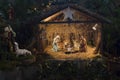 Christmas creche with Joseph Mary and Jesus Royalty Free Stock Photo