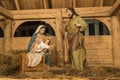 Christmas crib with child Jesus, father Josef and virgin Mary Royalty Free Stock Photo