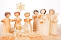 Christmas crib. Light wooden concept. Royalty Free Stock Photo