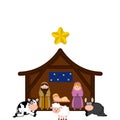Christmas crib with mary, joseph and baby jesus Royalty Free Stock Photo