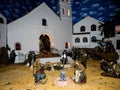 Christmas Crib Model with model of the church of St Antony of Padua in the mountain village of Frigiliana in southern Spain