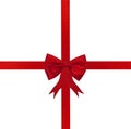 Christmas cross red ribbon and bow Royalty Free Stock Photo