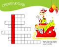 Christmas crossword for kids and toddlers. Educational game for children. Royalty Free Stock Photo