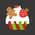 Christmas cup cake icon decoration with candy Royalty Free Stock Photo