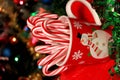Christmas cup with candy caes Royalty Free Stock Photo