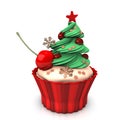 Christmas Cupcake Cherry Royalty Free Stock Photo