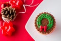 Christmas cupcake in decorative setting Royalty Free Stock Photo