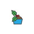 Christmas cupcake filled outline icon