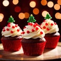 christmas cupcakes , festive treats with colorful icing