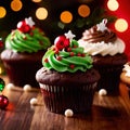 christmas cupcakes , festive treats with colorful icing