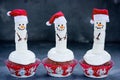 Christmas cupcakes with marshmallow snowman Royalty Free Stock Photo