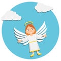 Christmas cute angel. Christmas baby angel. Illustration of Young Angel In White Praying