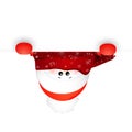 Christmas Cute, baby, funny Snowman and sign, upside down vector cartoon illustration. snowman