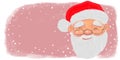 Christmas cute banner frame with santa claus smiling and snowing