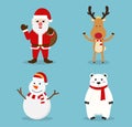 Christmas cute cartoon characters icon set Royalty Free Stock Photo