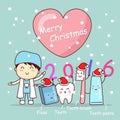 Christmas and cute cartoon dentist Royalty Free Stock Photo